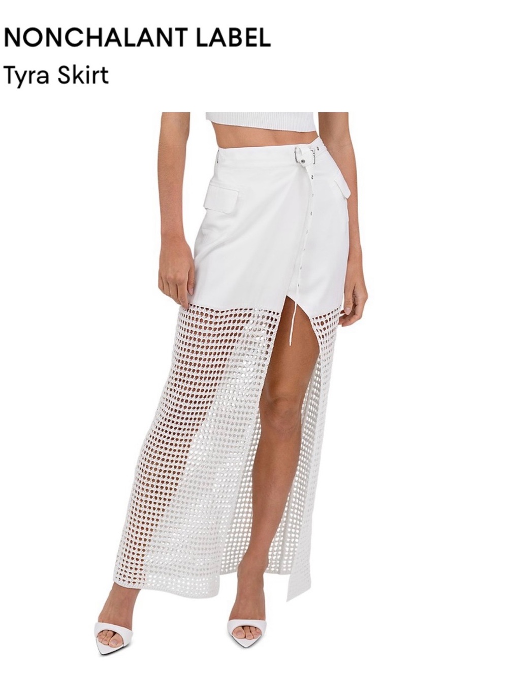 NONchalant White Mesh Panel Maxi Skirt